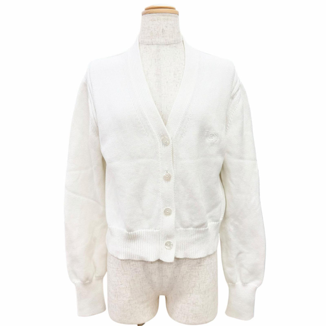 Great GUCCI cardigan Interlocking G Embroidery V-Neck Cropped Knit M 856136