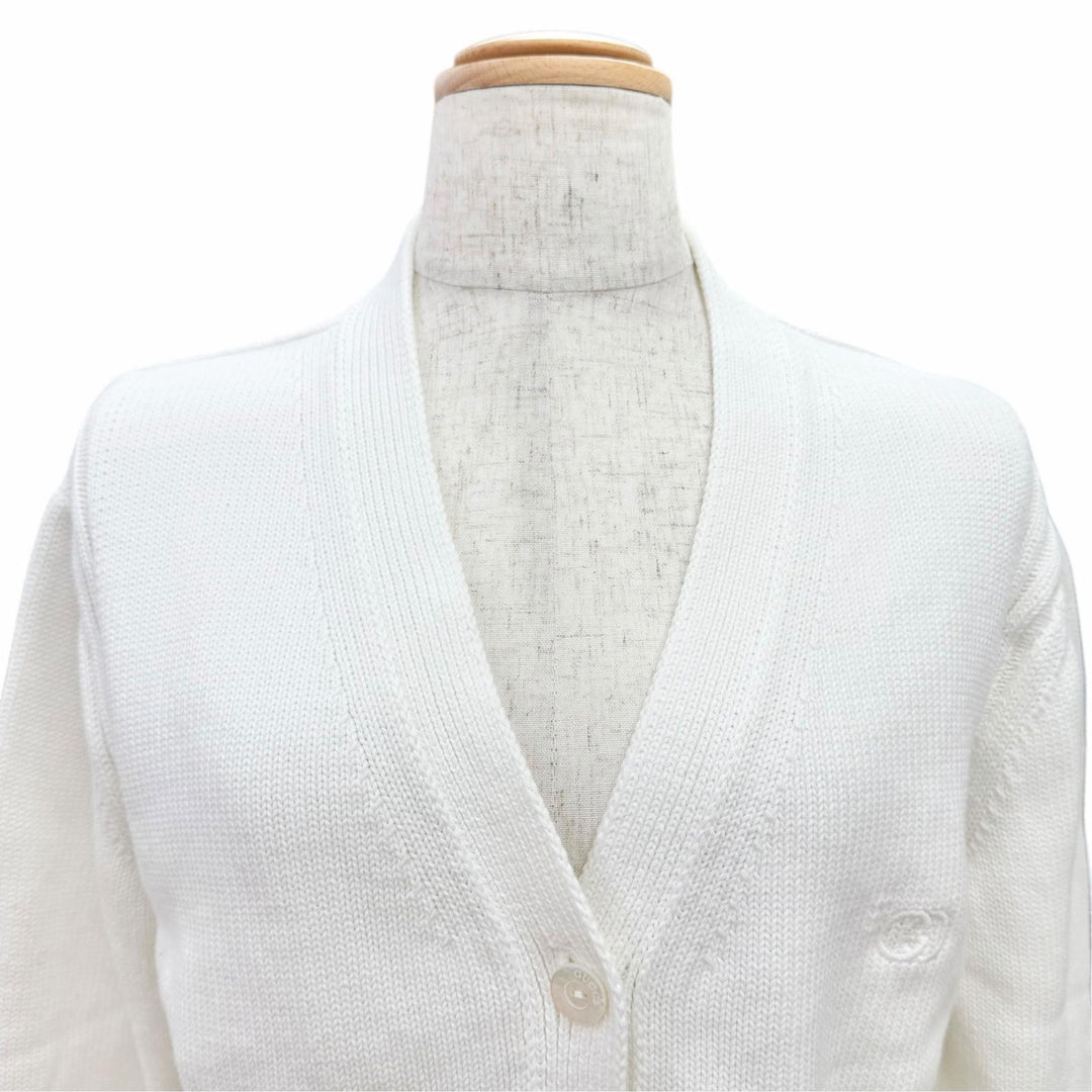 Great GUCCI cardigan Interlocking G Embroidery V-Neck Cropped Knit M 856136