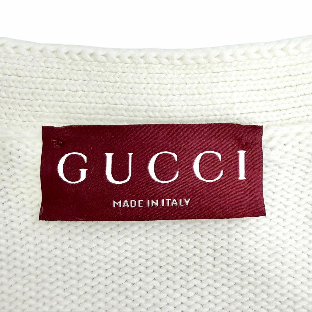 Great GUCCI cardigan Interlocking G Embroidery V-Neck Cropped Knit M 856136