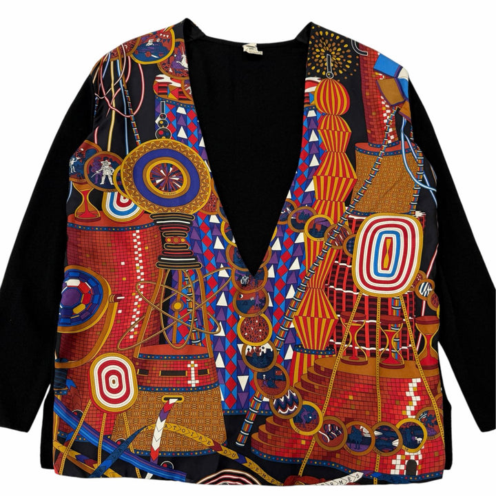 Excellent HERMES knit LE LABORATOIRE DU TEMPS Twillaine Valuse Design silk 36