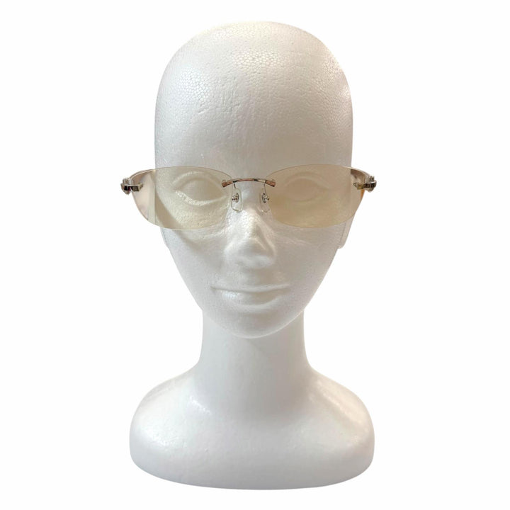 Great Cartier Glasses Two-point rimless wooden temples Silver Wood mens