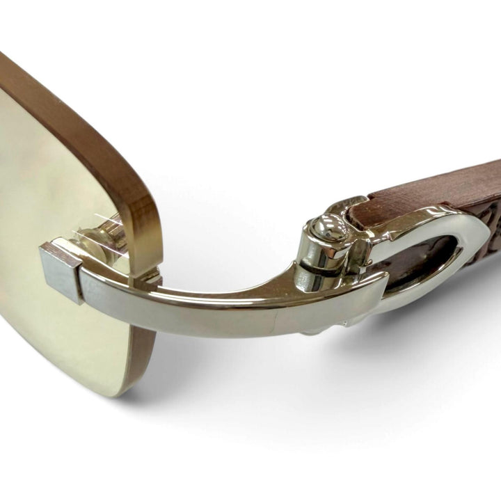Great Cartier Glasses Two-point rimless wooden temples Silver Wood mens