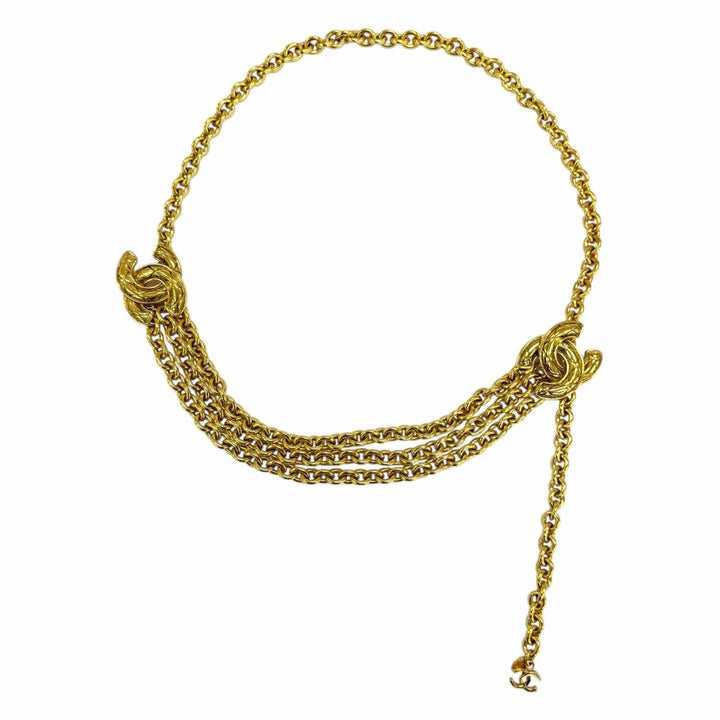 Great CHANEL belt COCO Mark Chain gold metal Women 6051