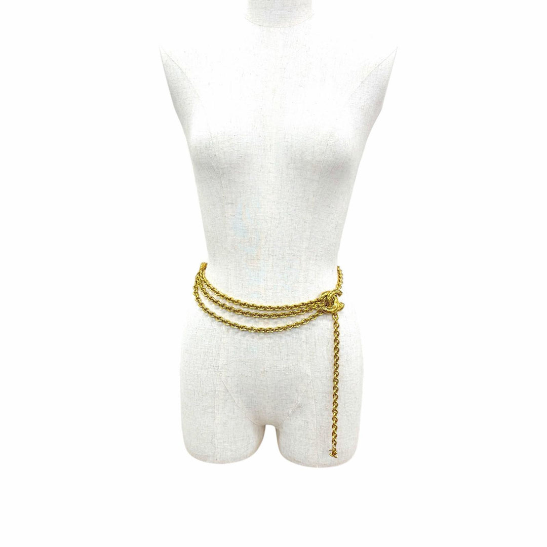 Great CHANEL belt COCO Mark Chain gold metal Women 6051