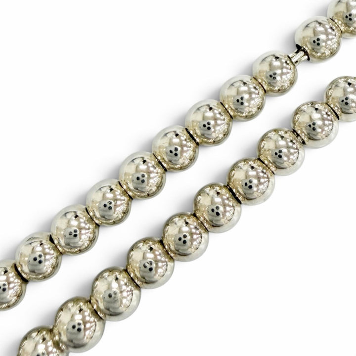 Great TIFFANY&Co. Heart Tag Beaded Necklace 1P Diamond Silver AG925 Women