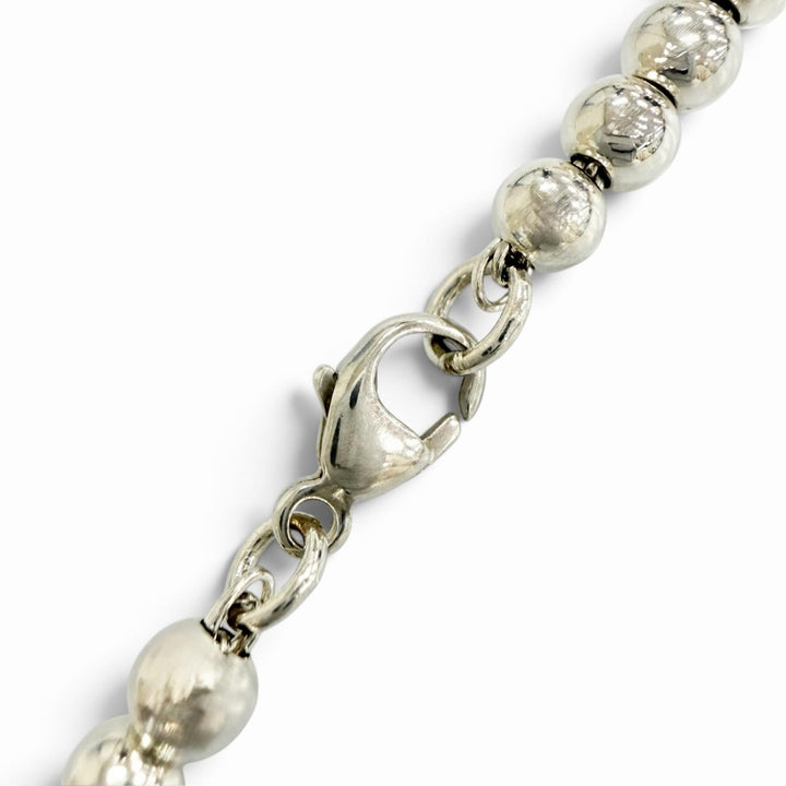 Great TIFFANY&Co. Heart Tag Beaded Necklace 1P Diamond Silver AG925 Women
