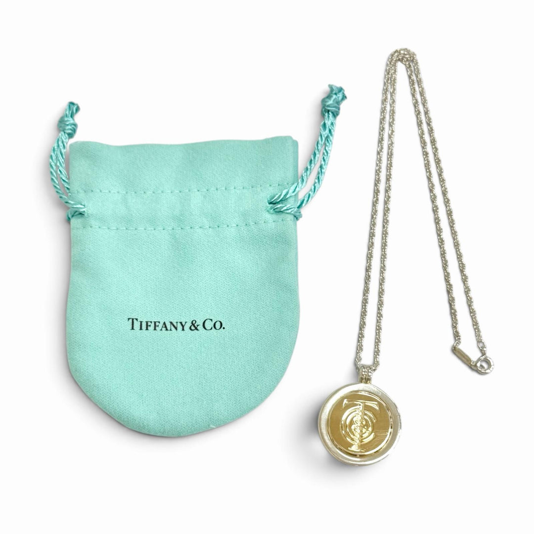 Great TIFFANY&Co. Necklace T&C Coin Combination Necklace Silver 925 750 K18