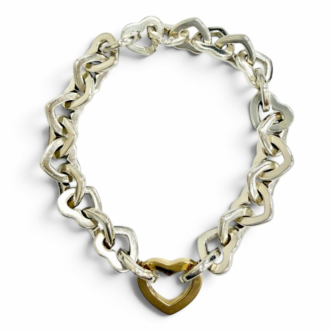 Great TIFFANY&Co. bracelet Heart Link Bure Rubbed T Accessories Silver 925 750