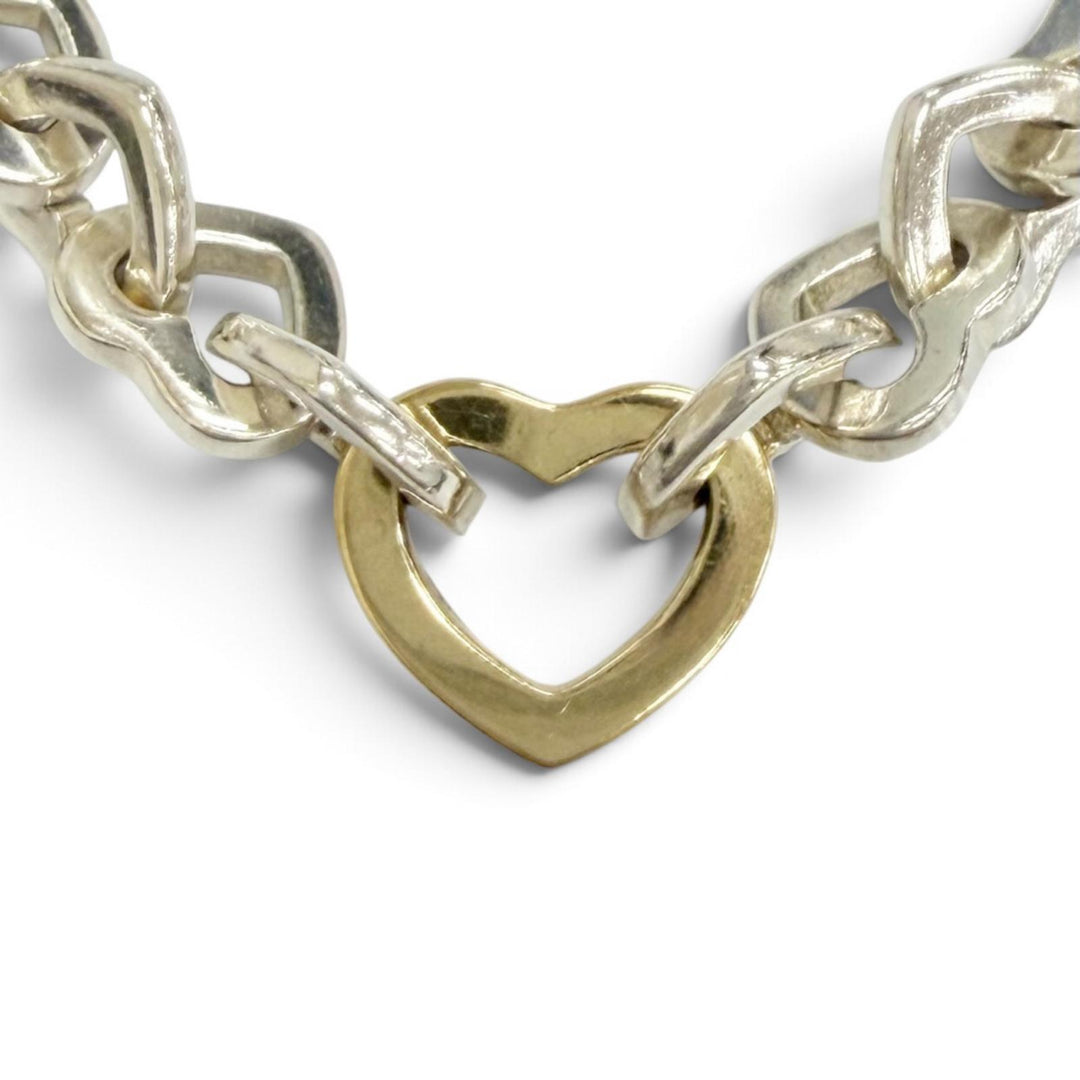 Great TIFFANY&Co. bracelet Heart Link Bure Rubbed T Accessories Silver 925 750