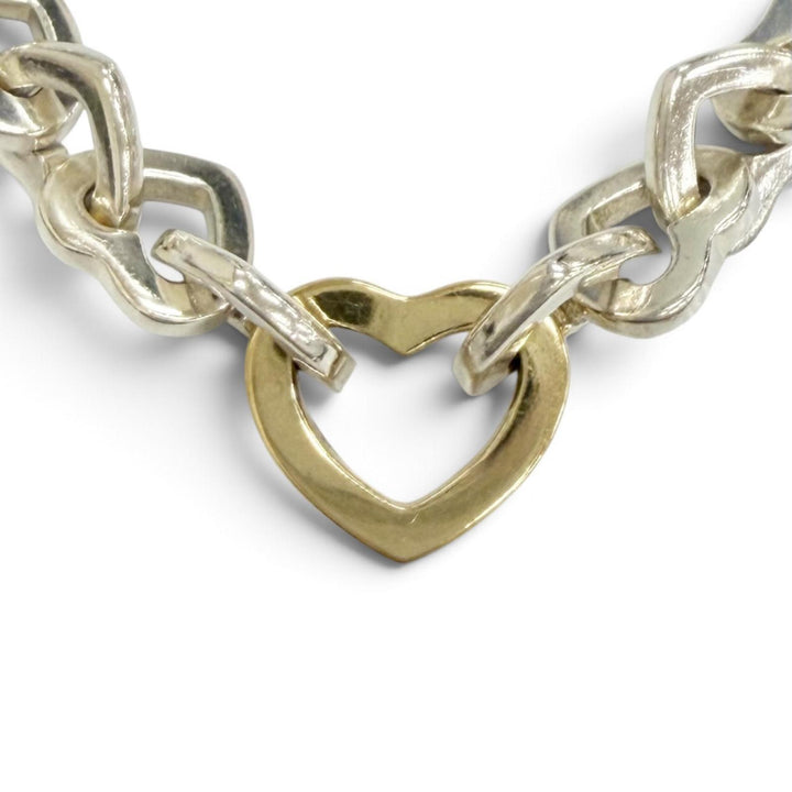Great TIFFANY&Co. bracelet Heart Link Bure Rubbed T Accessories Silver 925 750