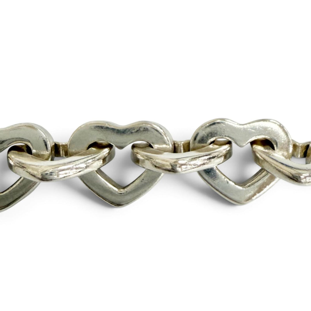 Great TIFFANY&Co. bracelet Heart Link Bure Rubbed T Accessories Silver 925 750