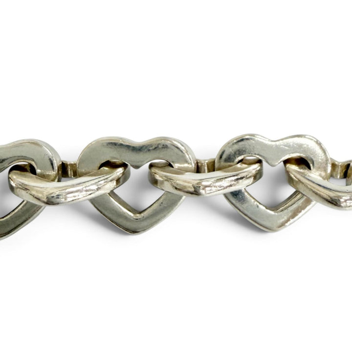 Great TIFFANY&Co. bracelet Heart Link Bure Rubbed T Accessories Silver 925 750