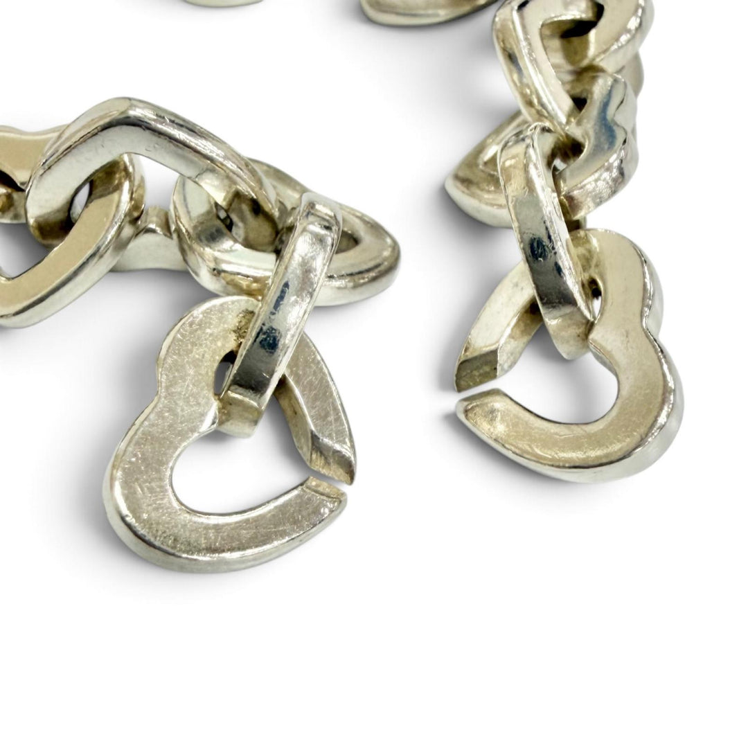 Great TIFFANY&Co. bracelet Heart Link Bure Rubbed T Accessories Silver 925 750