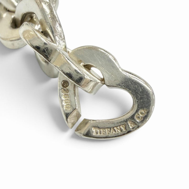 Great TIFFANY&Co. bracelet Heart Link Bure Rubbed T Accessories Silver 925 750