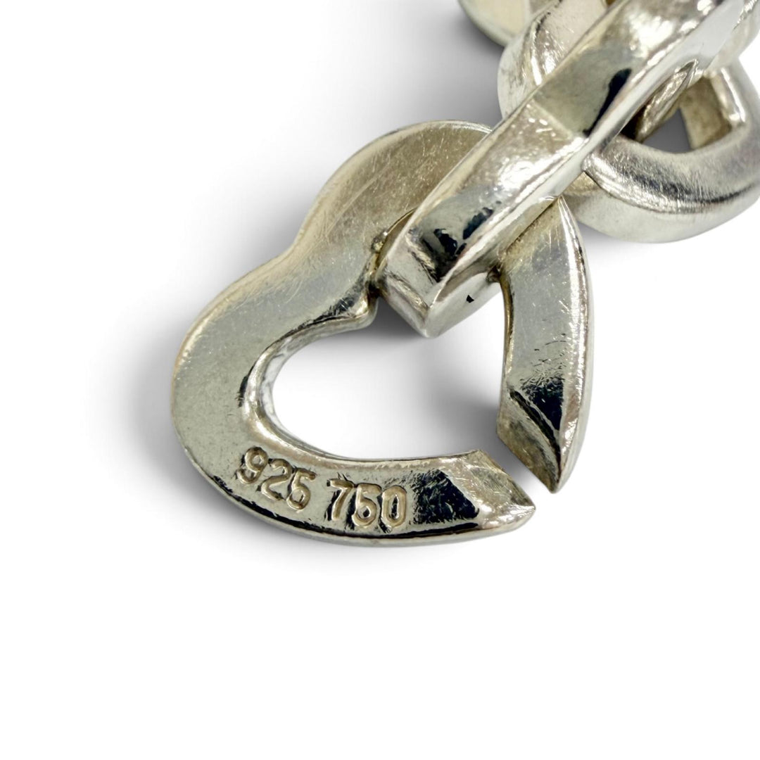 Great TIFFANY&Co. bracelet Heart Link Bure Rubbed T Accessories Silver 925 750