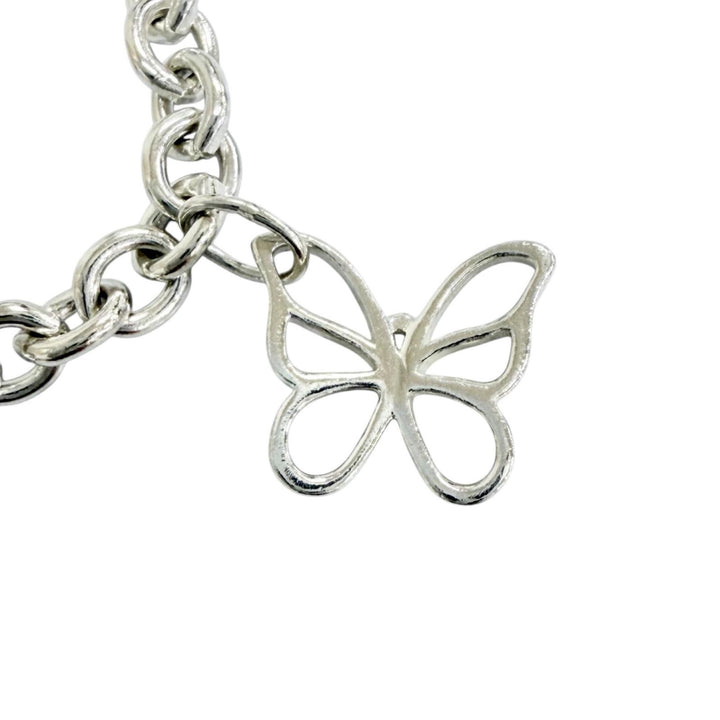 Great TIFFANY&Co. 4 Charm Bracelet Butterfly Dragonfly Turtle Bee Silver 925