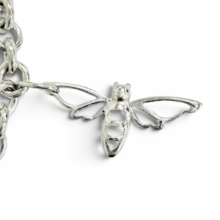 Great TIFFANY&Co. 4 Charm Bracelet Butterfly Dragonfly Turtle Bee Silver 925