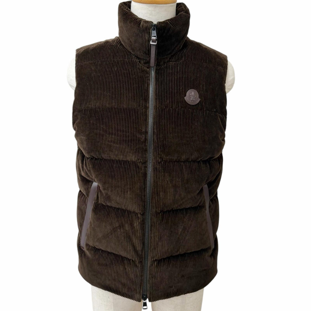 Excellent MONCLER Down vest ACRAB GILLET Corduroy leather logo patch