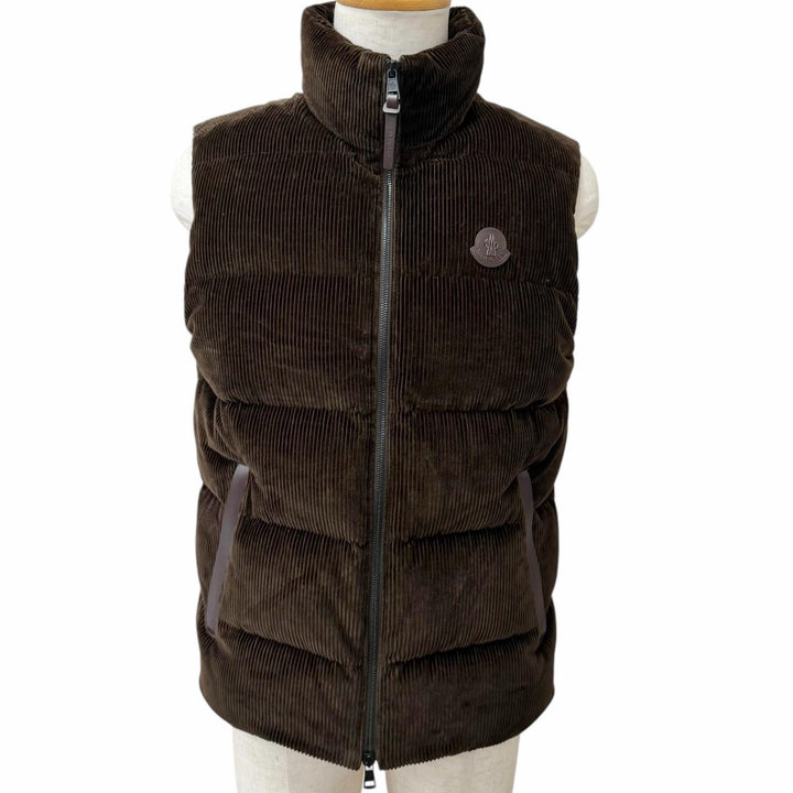 Excellent MONCLER Down vest ACRAB GILLET Corduroy leather logo patch
