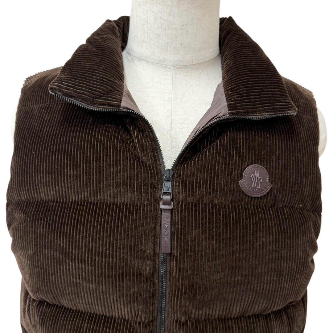 Excellent MONCLER Down vest ACRAB GILLET Corduroy leather logo patch