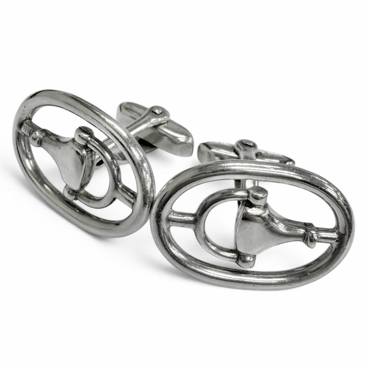 Very Good GUCCI Cufflinks cufflinks Horsebit Circle Silver SV925 mens
