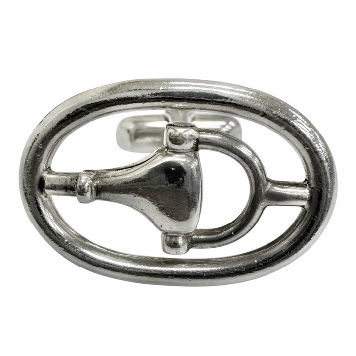 Very Good GUCCI Cufflinks cufflinks Horsebit Circle Silver SV925 mens
