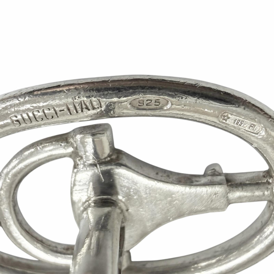 Very Good GUCCI Cufflinks cufflinks Horsebit Circle Silver SV925 mens