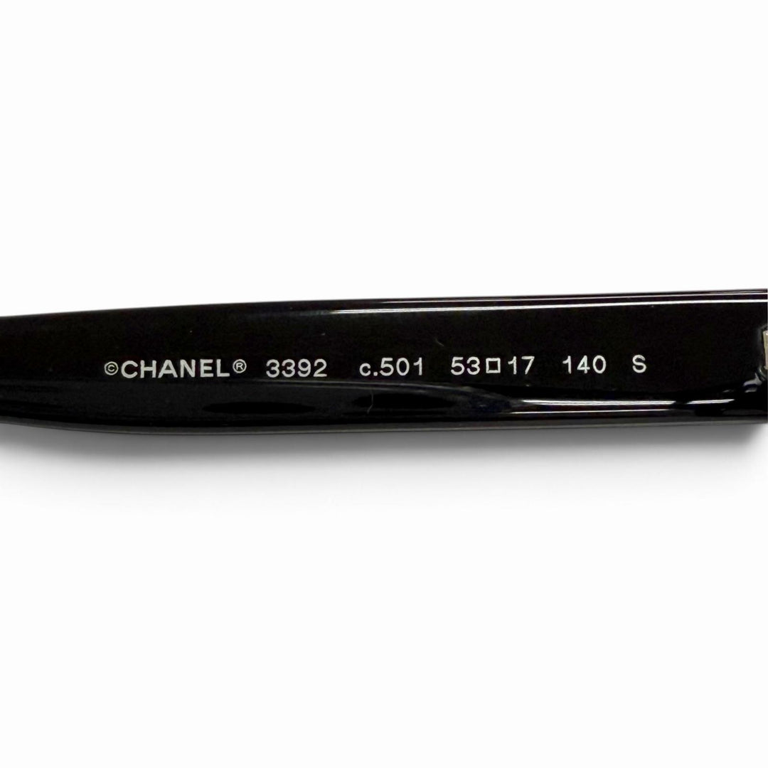 Great CHANEL Glasses Square Shape Optical COCO Mark Logo Eyewear black 3392