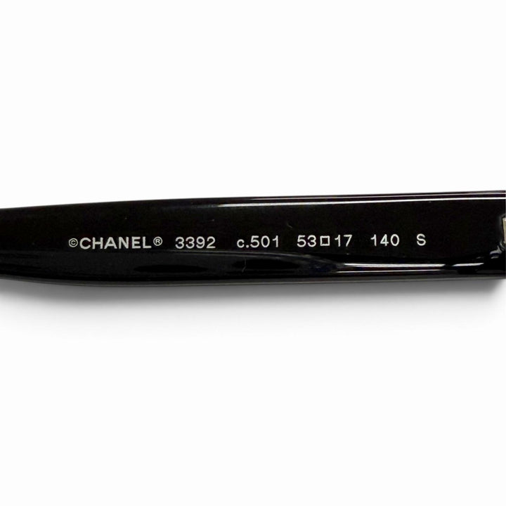 Great CHANEL Glasses Square Shape Optical COCO Mark Logo Eyewear black 3392