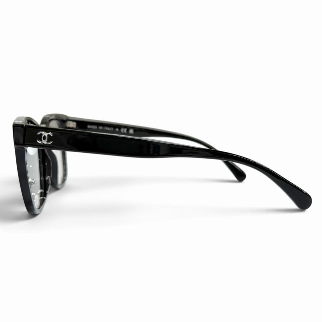 Great CHANEL Glasses Square Shape Optical COCO Mark Logo Eyewear black 3392
