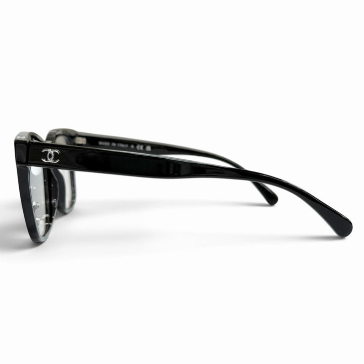 Great CHANEL Glasses Square Shape Optical COCO Mark Logo Eyewear black 3392