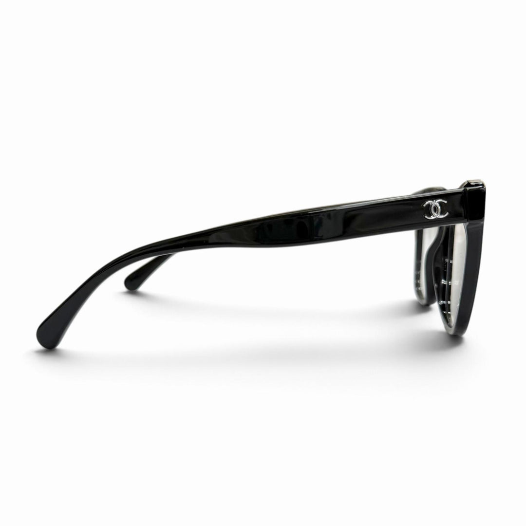 Great CHANEL Glasses Square Shape Optical COCO Mark Logo Eyewear black 3392