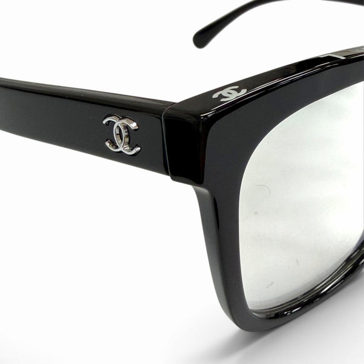 Great CHANEL Glasses Square Shape Optical COCO Mark Logo Eyewear black 3392