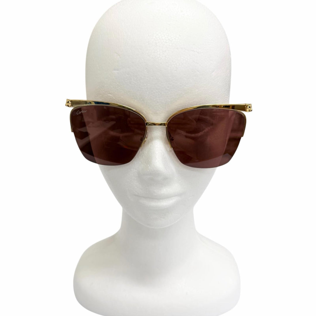 Pristine Cartier sunglasses PANTHERE Half-rim gold mens CT0124S
