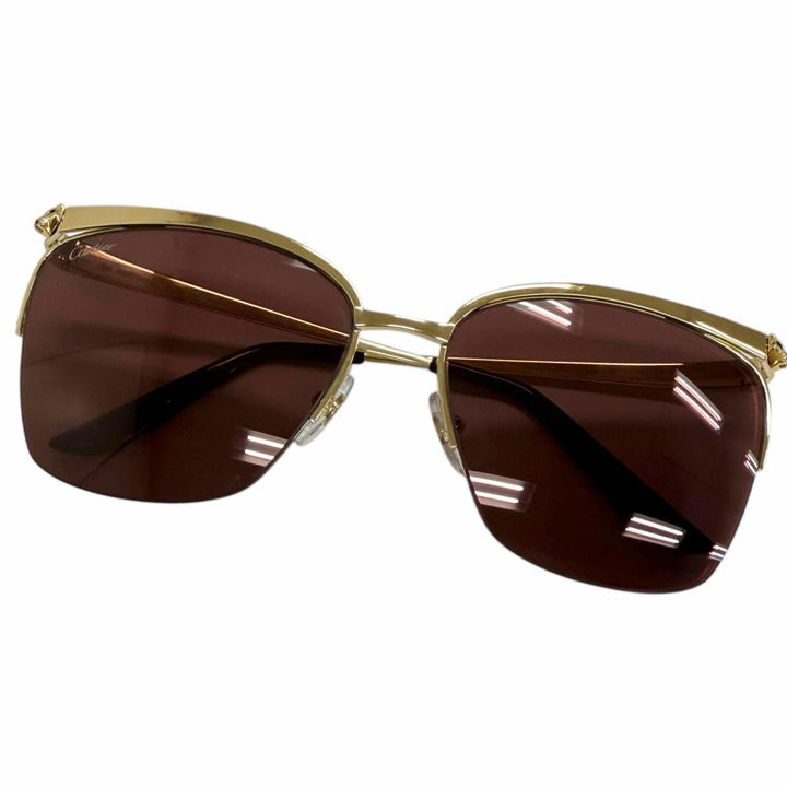 Pristine Cartier sunglasses PANTHERE Half-rim gold mens CT0124S