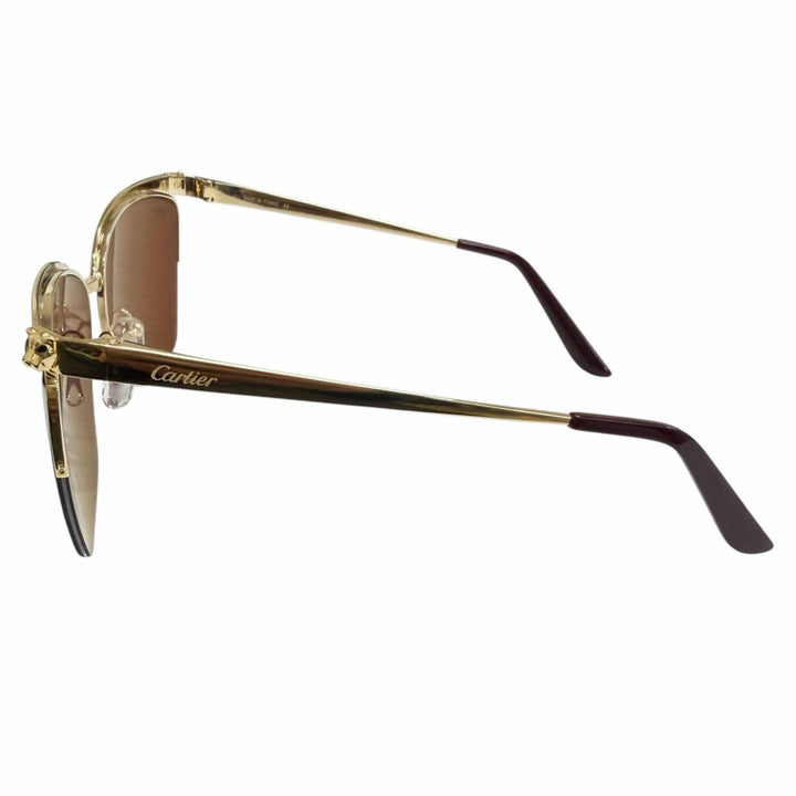 Pristine Cartier sunglasses PANTHERE Half-rim gold mens CT0124S