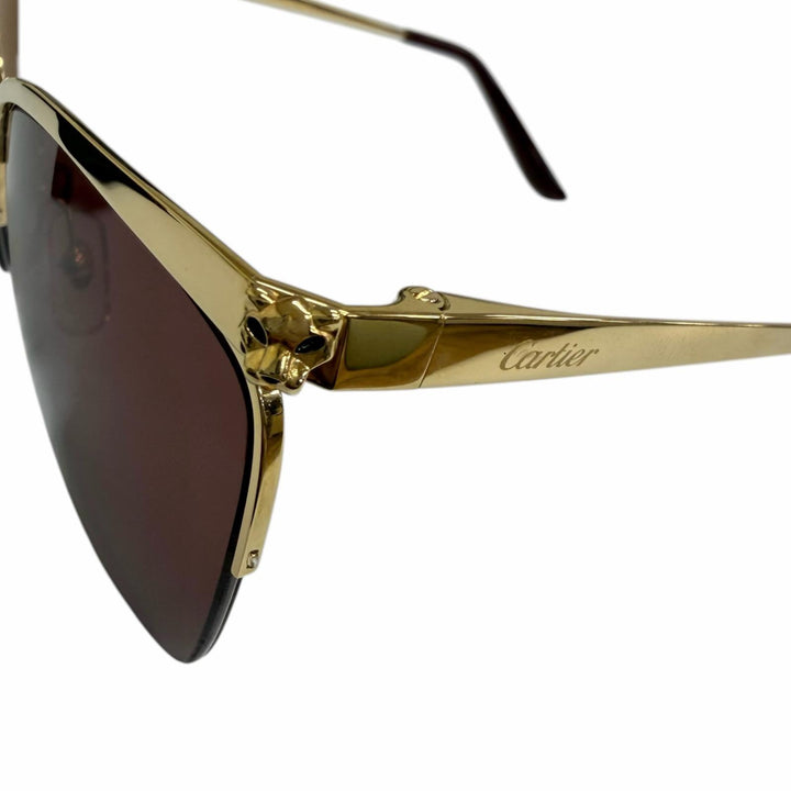 Pristine Cartier sunglasses PANTHERE Half-rim gold mens CT0124S
