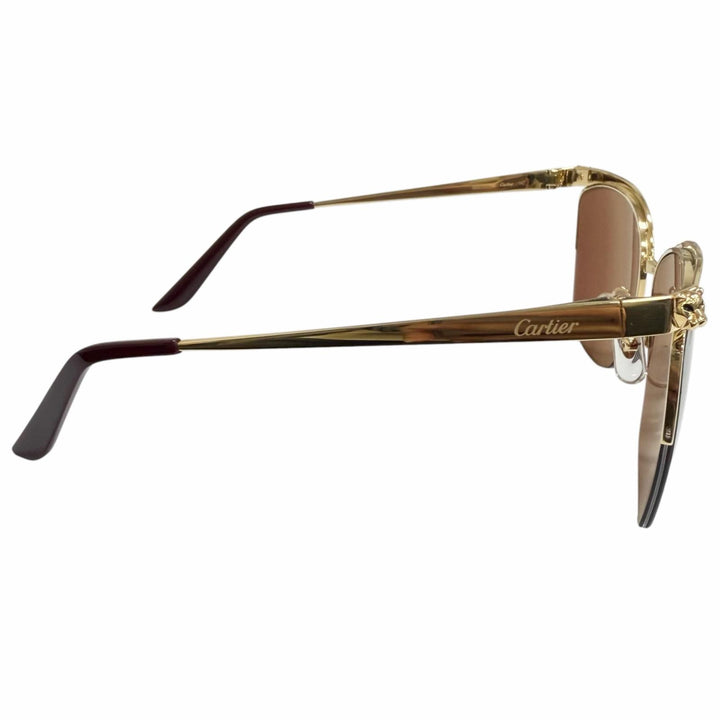 Pristine Cartier sunglasses PANTHERE Half-rim gold mens CT0124S