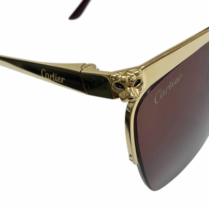 Pristine Cartier sunglasses PANTHERE Half-rim gold mens CT0124S