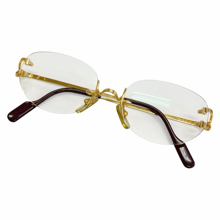 Great Cartier Glasses Trinity Rimless Two Point gold mens