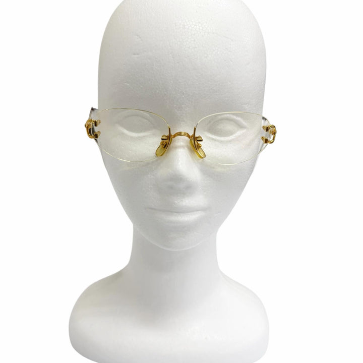 Great Cartier Glasses Trinity Rimless Two Point gold mens