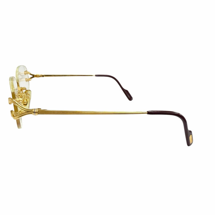 Great Cartier Glasses Trinity Rimless Two Point gold mens