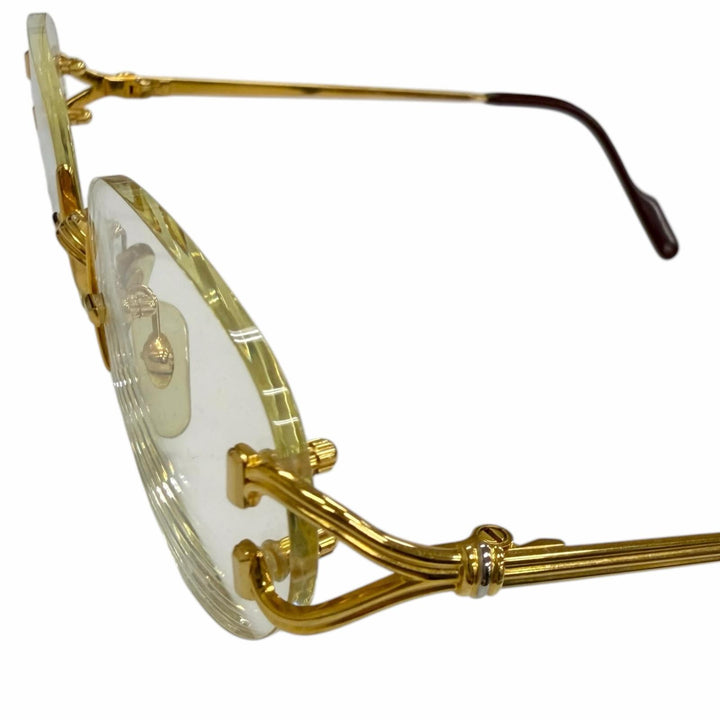 Great Cartier Glasses Trinity Rimless Two Point gold mens