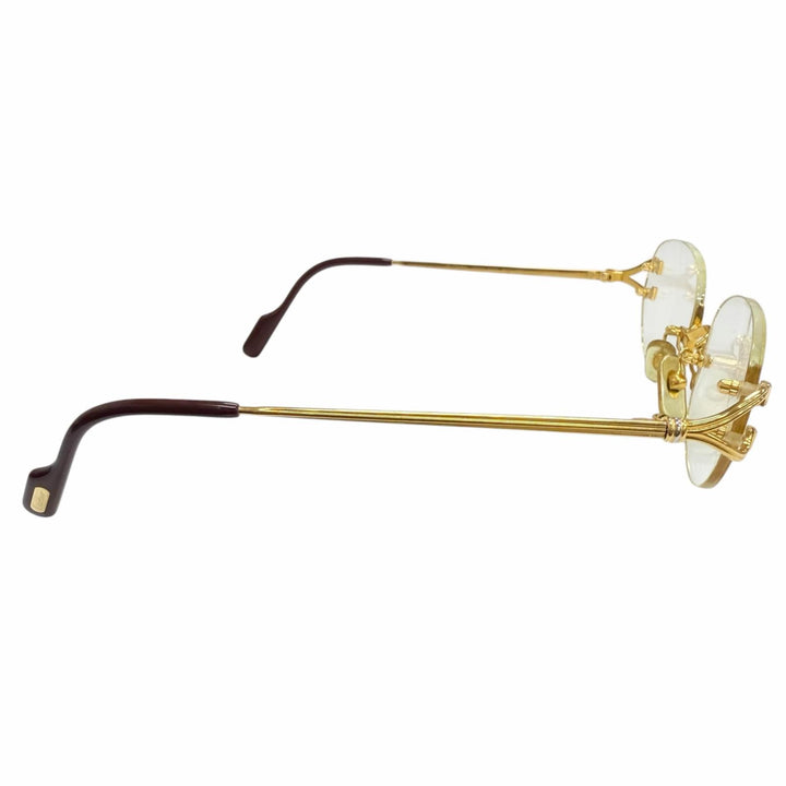 Great Cartier Glasses Trinity Rimless Two Point gold mens