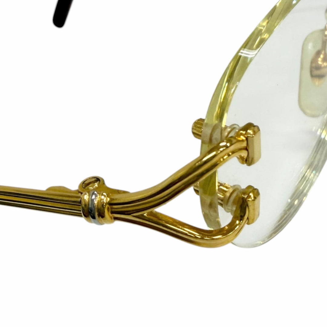 Great Cartier Glasses Trinity Rimless Two Point gold mens