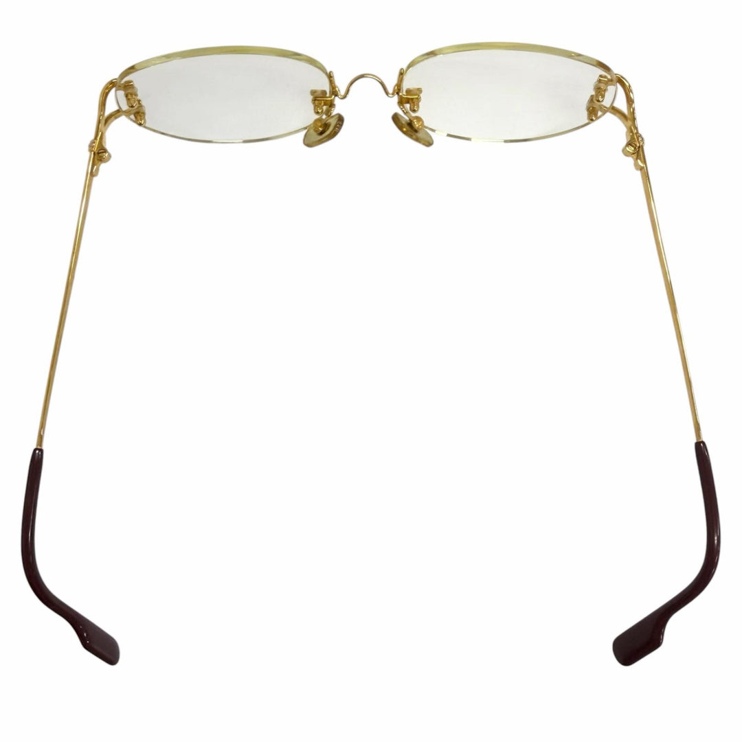 Great Cartier Glasses Trinity Rimless Two Point gold mens