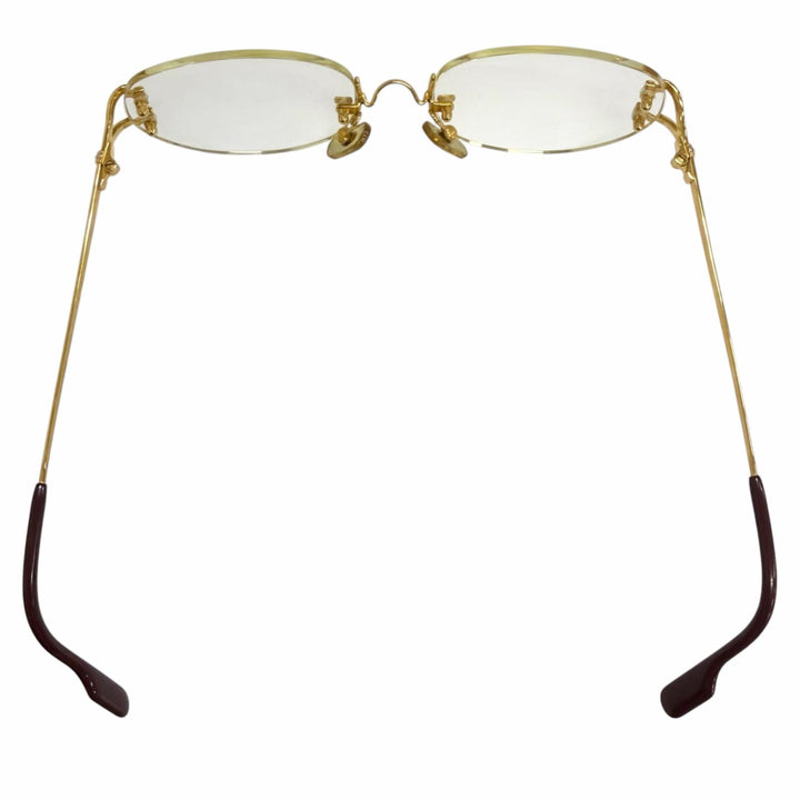 Great Cartier Glasses Trinity Rimless Two Point gold mens