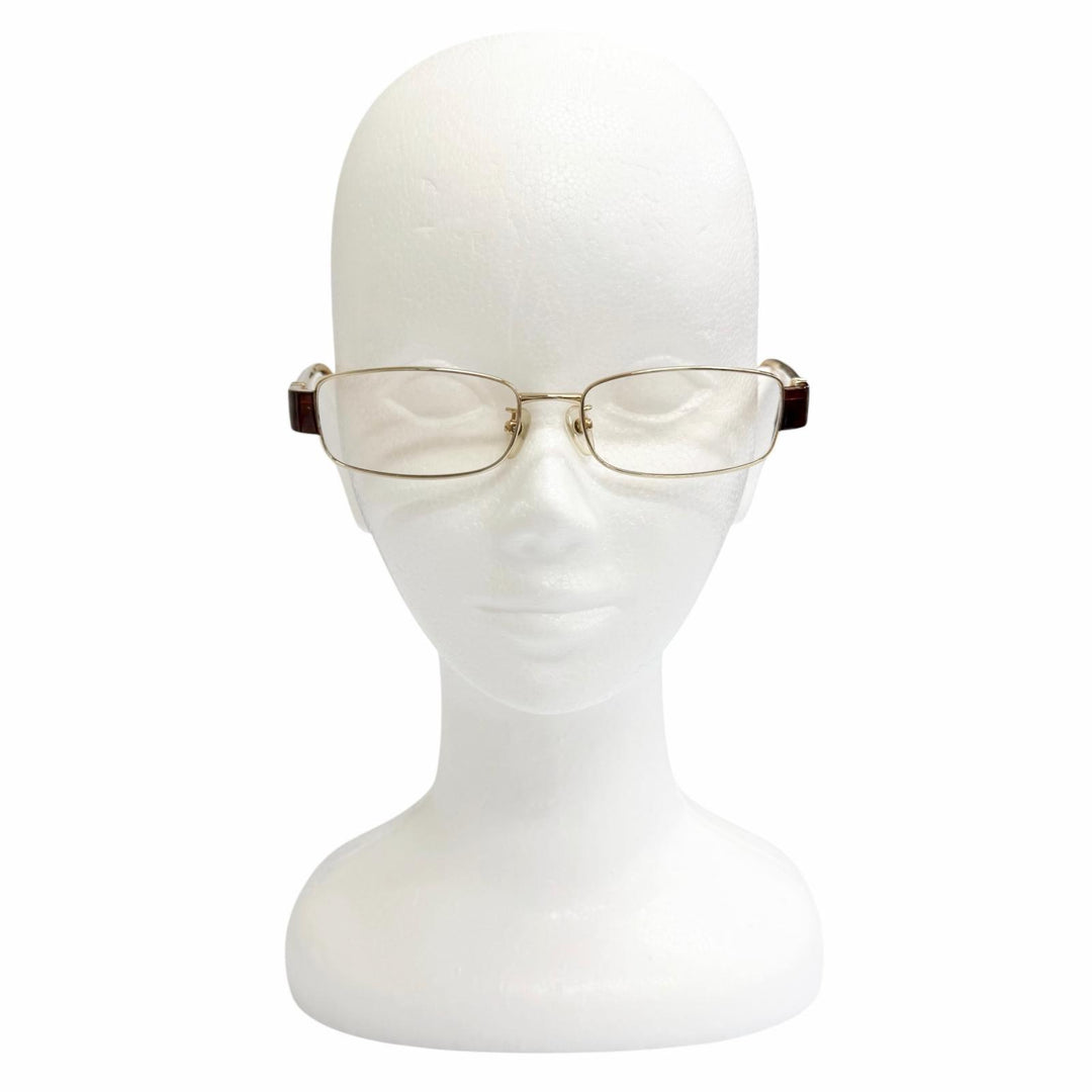 Great CHANEL Glasses COCO Mark Square gold Women 2102T