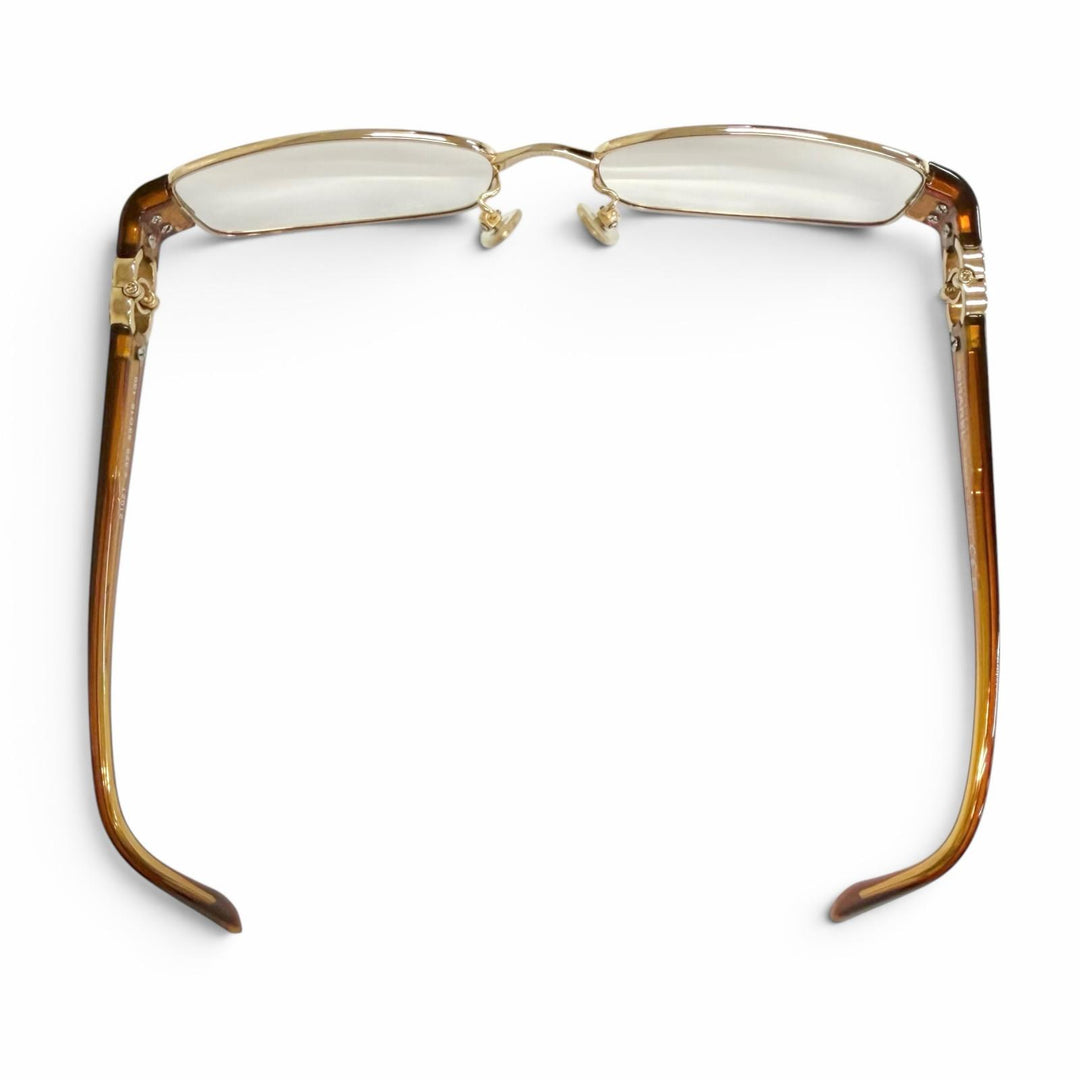 Great CHANEL Glasses COCO Mark Square gold Women 2102T
