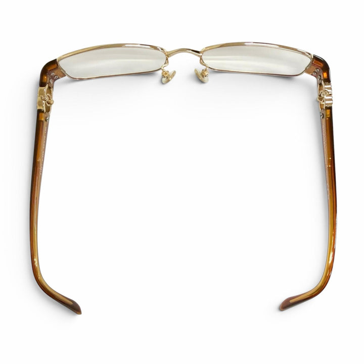 Great CHANEL Glasses COCO Mark Square gold Women 2102T
